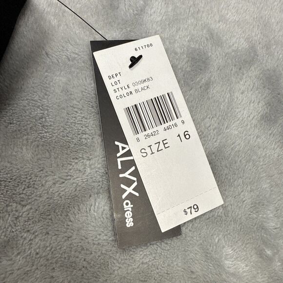 Alyx Dress Solid Black Sleeveless A Line Womens 16 Office Wedding Guest NWT - Picture 5 of 10